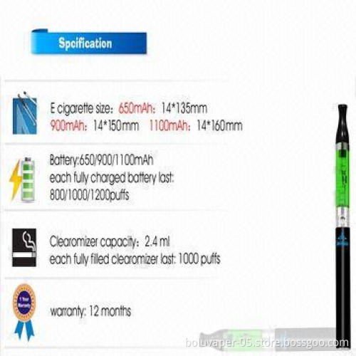 eGo T2 Electronic Cigarette Starter Kit, Comes in Blister Packing
